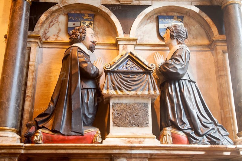 The Leman monument in Saint Stephen's church, Ipswich, Suffolk, England, UK commemorates Robert and Mary Leman who both died 3 September 1637