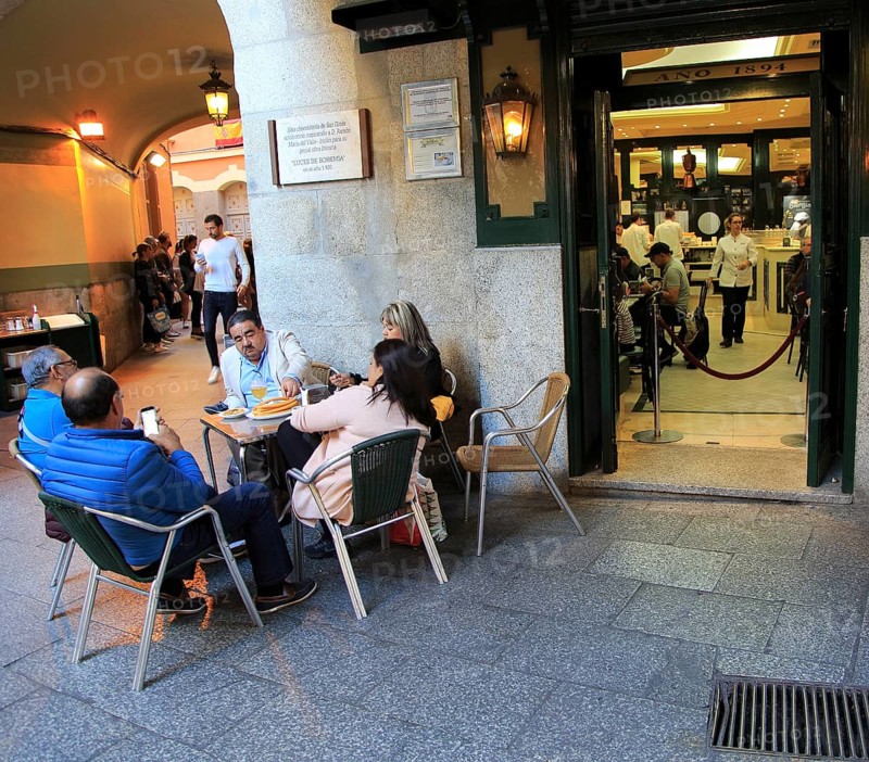 Chocolateria San Gines famous chocolate drink and churros cafe, Madrid city centre, Spain opened 1894
