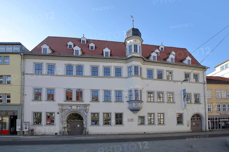 Renaissance house with oriel and ornaments, Anger, Erfurt, Thuringia, Germany, Europe