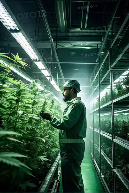 Stylish empty cannabis cafe interior in cozy modern design, AI generated