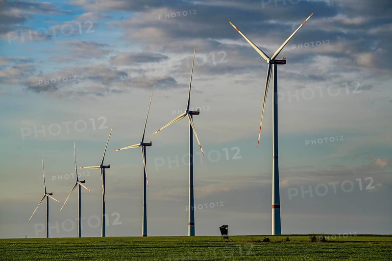 RWE wind farm near Bedburg, at the Garzweiler opencast mine, on recultivated part of the opencast lignite mine, Nordex N163 wind turbine, North Rhine-Westphalia, Germany, Europe