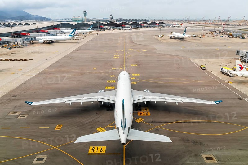 A Cathay Pacific Airbus A330-300 aircraft with registration B-HLP at Chek Lap Kok Airport (HKG) in Hong Kong, China, Asia