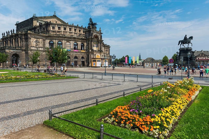 King John and Semper Opera House in the Old Town, architecture, attraction, famous, equestrian statue, opera, music, historical, history, architecture, building, UNESCO, World Heritage Site, culture, cultural history, reconstruction, renovation, tourism, city trip, building, baroque, Saxony, Dresden, Germany, Europe