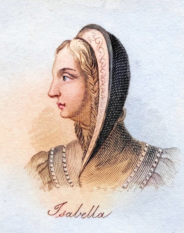 Isabella I. Nickname Isabella the Catholic Spanish Isabel la Catolica 1451- 1504 Queen of Castile 1474-1504 and of Aragon 1479-1504 from the book Crabbs Historical Dictionary from 1825, Historical, digitally restored reproduction from an original from the 19th century, Record date not stated