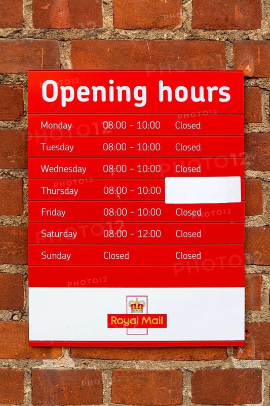 Opening hours of Royal Mail delivery office, Woodbridge, Suffolk, England, UK