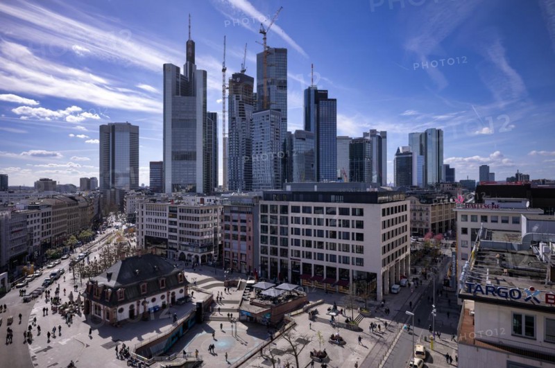 Hauptwache, Skyline Financial District, Commerzbank Tower, FOUR construction project, Westend, Frankfurt am Main, Hesse, Germany, Europe