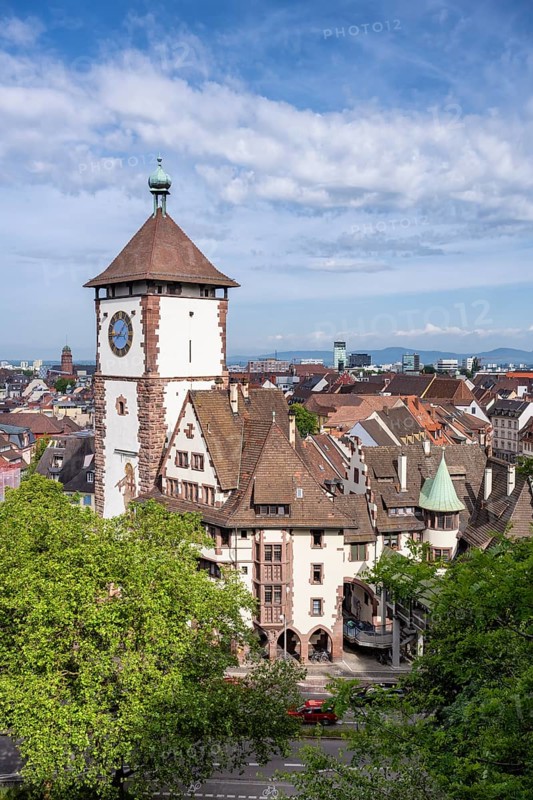 The Schwabentor, medieval city gate in the historic city centre of Freiburg im Breisgau, Baden-Württemberg, Germany, Europe