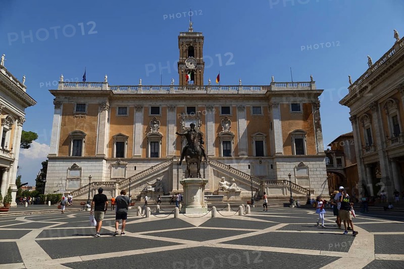 Senatorial Palace, Palazzo Senatorio with the equestrian statue of Marcus Aurelius, on the Capitol, Capitoline Hill in Rome, Rome City Hall, Rome, Italy, Europe