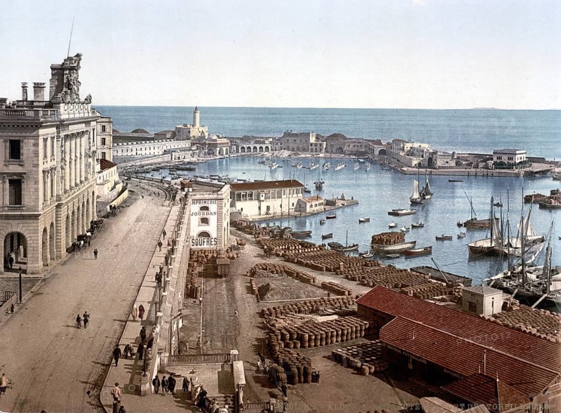 The Harbour and the Admiralty, Algiers, Algeria, ca 1890, Historical, digitally restored reproduction from a 19th century original, Record date not stated, Africa
