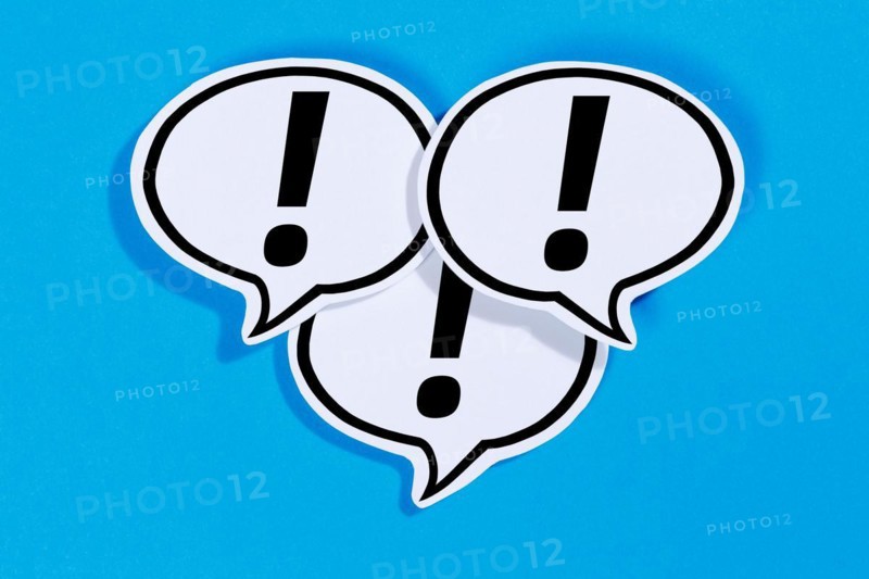 Exclamation mark Attention Symbol Caution Important Danger in speech bubbles Information Communication Concept Talking