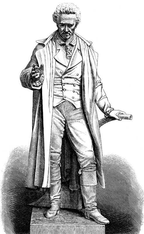 Albrecht Thaer statue in Berlin, statesman appointed by King Friedrich Wilhelm III, founder of the agricultural institute in Möglin, improvements in agriculture, land use, agricultural legislation, Prussia, historical illustration 1882