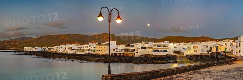 Full moon over Arrieta, Lanzarote, Canary Islands, Spain, Europe