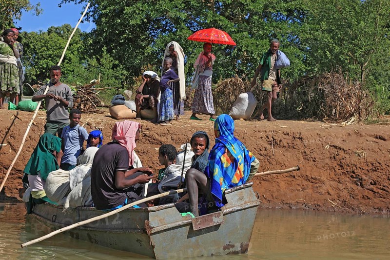 Ahamra region, at the boat landing stage to the waterfalls of the Blue Nile, in the highlands of Abyssinia, Blue Nile, Tis Issat waterfall, Ethiopia, Africa