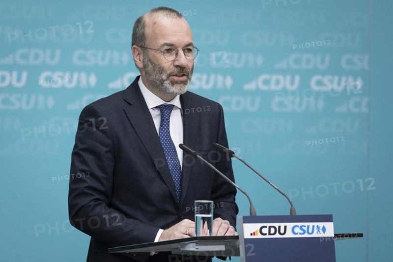 Manfred Weber, Chairman of the EPP Group, at a press conference after the joint meeting of the CDU/CSU Presidiums on the European election programme in Berlin, 11 March 2024
