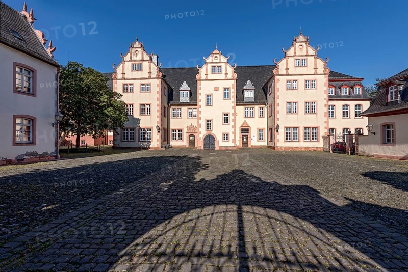 Friedberg Castle in Friedberg Castle, Renaissance and Baroque, gate as a shadow, tax office, old town centre, Friedberg, Wetteraukreis, Hesse, Germany, Europe