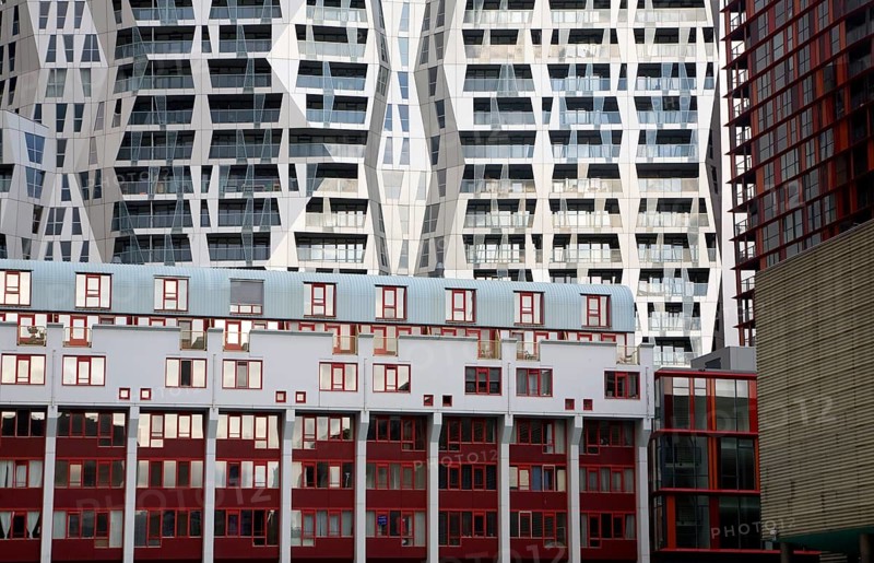 Modern architecture of the Calypso mixed use urban development project Rotterdam, Netherlands designed by British architect Will Alsop which includes 408 apartments, 500 covered parking spaces, and 6, 500 square meters of commercial space