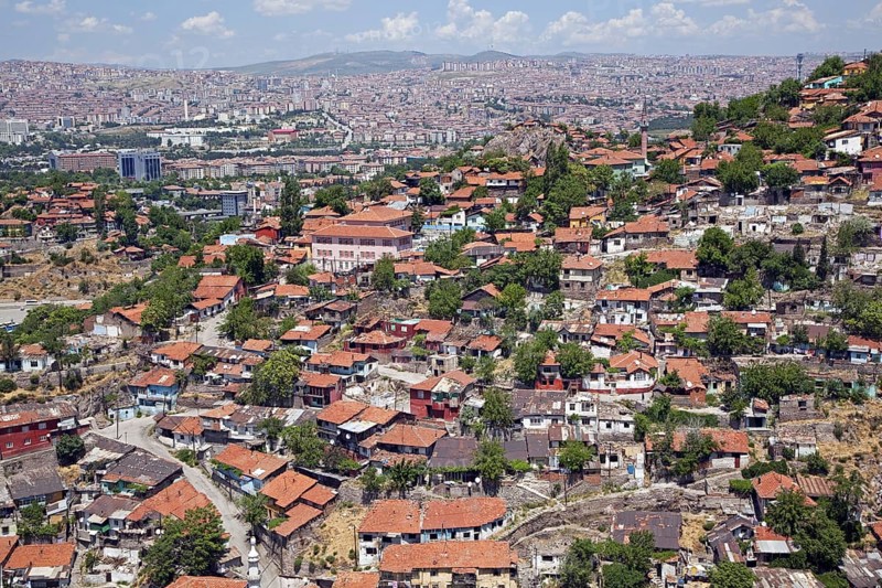 Bird's eye view over Old Ankara, seen from the citadel, Turkey, Asia