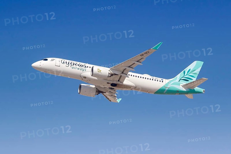 A Cyprus Airways Airbus A220-300 aircraft with registration number 5B-DEA at Dubai Airport, United Arab Emirates, Asia