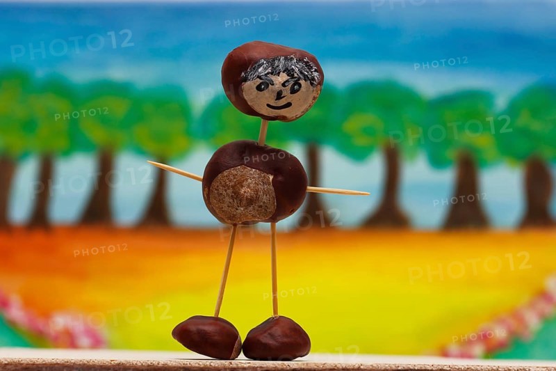 Chestnut figure in front of a painted background, North Rhine-Westphalia, Germany, Europe