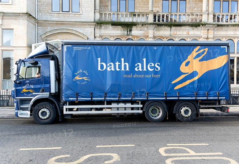 Heavy Good Vehicle HGV lorry truck for Bath Ales brewery, Bath, Somerset, England, UK