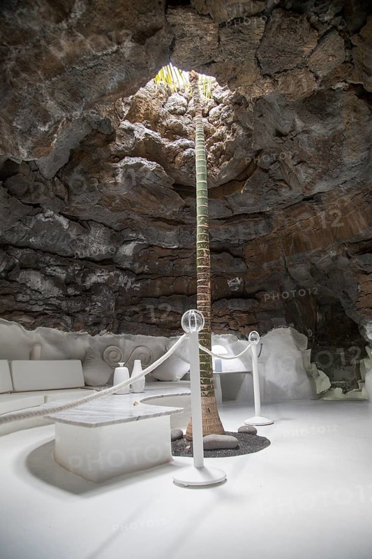 Room in volcanic lava bubble Fundación César Manrique, Taro de Tahíche, Lanzarote, Canary islands, Spain, Europe