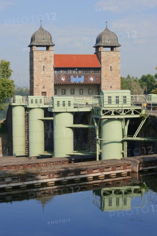 Old shaft lock, Henrichenburg boat lift, Waltrop lock park, Route of Industrial Heritage, North Rhine-Westphalia, Germany, Europe