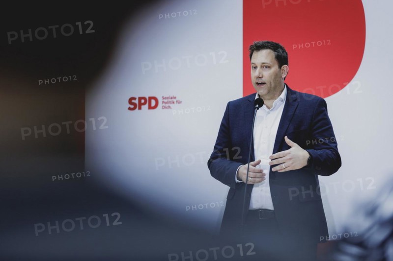 Lars Klingbeil, SPD party chairman, speaks to the press at the kick-off meeting of the SPD party executive at the Willy Brandt House in Berlin, 16 March 2024