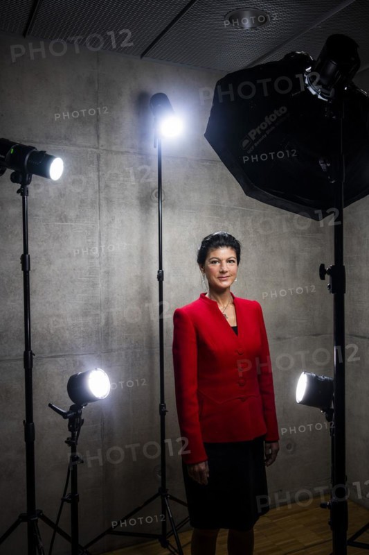 Sahra Wagenknecht is a member of the German Bundestag and founder of the BSW party, pictured here in front of her office in the German Bundestag in Berlin, 10 April 2024
