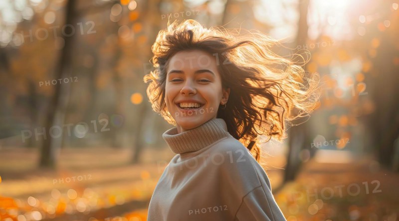 A woman runner running and jogging in a park. Active lifestyle, training for endurance, AI generated
