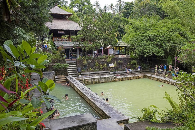 Tourists bathing in the Banjar Hot Springs, Air Panas, Dencarik west of Lovina in North Bali, Indonesia, Asia