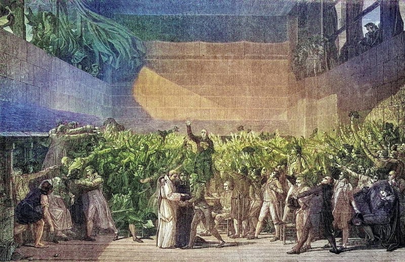 Oath on the tennis court of the Jeu de Paume, 20 June 1789, France, Historical, digitally restored reproduction from a 19th century original, Record date not stated, Europe