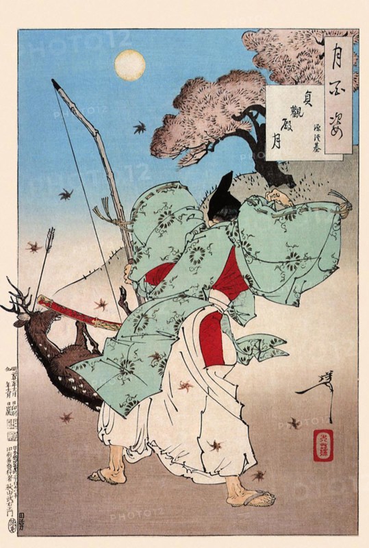 Tsukioka Yoshitoshi (1839 - 9 June 1892) one of the last great masters of the classical Japanese colour woodcut, here the work Joganden Moon