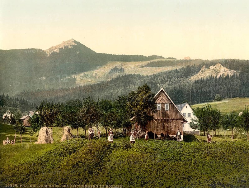 Liberec, Reichenberg, Jeschken, Bohemia, Czech Republic, around 1890, Historical, digitally restored reproduction from a 19th century original Liberec, Bohemia, Czech Republic, around 1890, Historical, digitally restored reproduction from a 19th century original, Europe