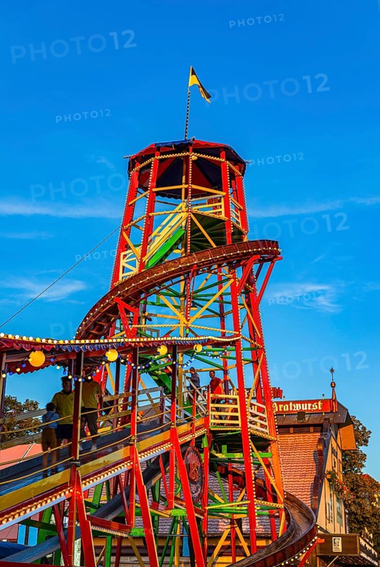 Toboggan, Wiesn classic with wooden slide, Oktoberfest, Festwiese, Theresienwiese, Munich, Upper Bavaria, Bavaria, Germany, Europe