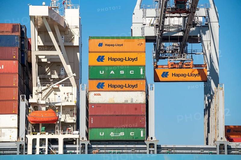 Container loading in the seaport of Rotterdam, Maasvlakte 2, Container Terminal, in Rotterdam Netherlands