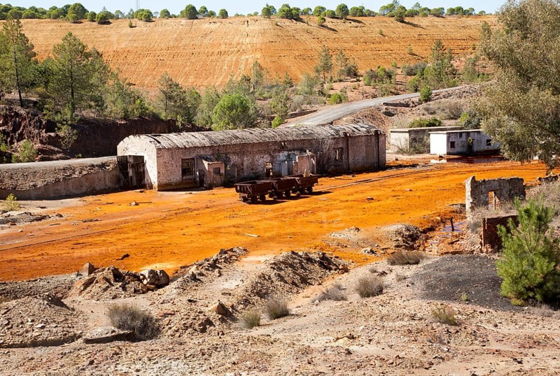 Lunar like despoiled landscape from opencast mineral extraction in the Minas de Riotinto mining area, Huelva province, Spain, Europe
