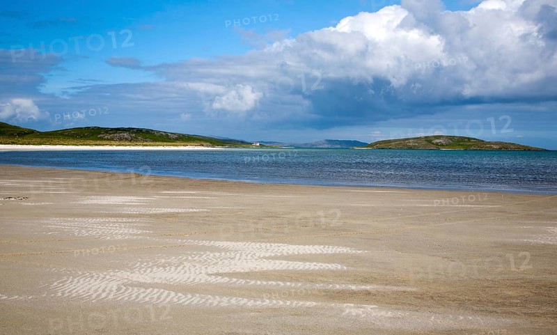 White sand at Traigh Mhor beach, the Cockle Strand, Barra, Outer Hebrides, Scotland, UK