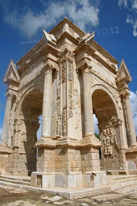 Arch of Septimius Severus at Leptis Magna, Lectis Magna, Lepcis Magna in Khoms, Al Khums near Tripoli, Libya, North Africa, Africa