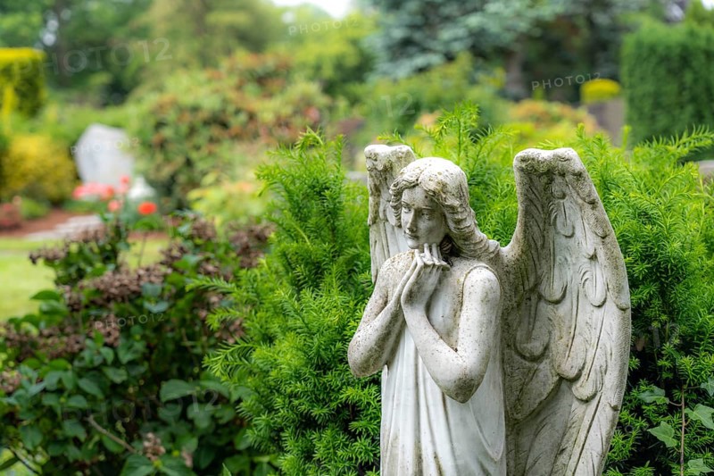 Cemetery, old gravestone, angel figure, North Rhine-Westphalia, Germany, Europe