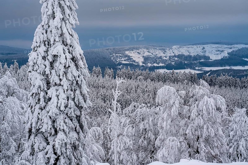 Winter in Sauerland, Hochsauerlandkreis, at Kahler Asten, near Winterberg, few tourists, visitors, during the lockdown in January 2021, North Rhine-Westphalia, Germany, Europe