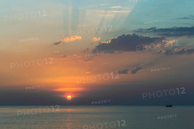 Beautiful purple sunset on the sea, Vietnam, Asia