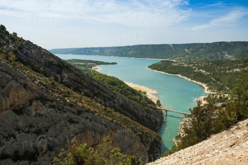 Lac de Sainte-Croix, Verdon Gorge, Gorges du Verdon, Verdon Regional nature park Park, Provence, Provence-Alpes-Cote-d'Azur, South of France, France, Europe