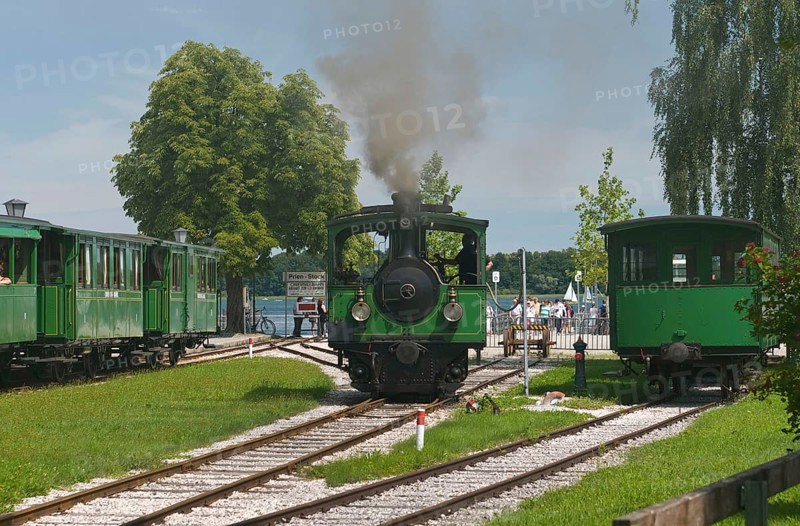 Europe, Germany, Bavaria, Chiemsee, Chiemgau, Prien-Stock, Chiemseebahn, narrow-gauge railway, steam locomotive from 1887, Prien, Bavaria, Germany, Europe