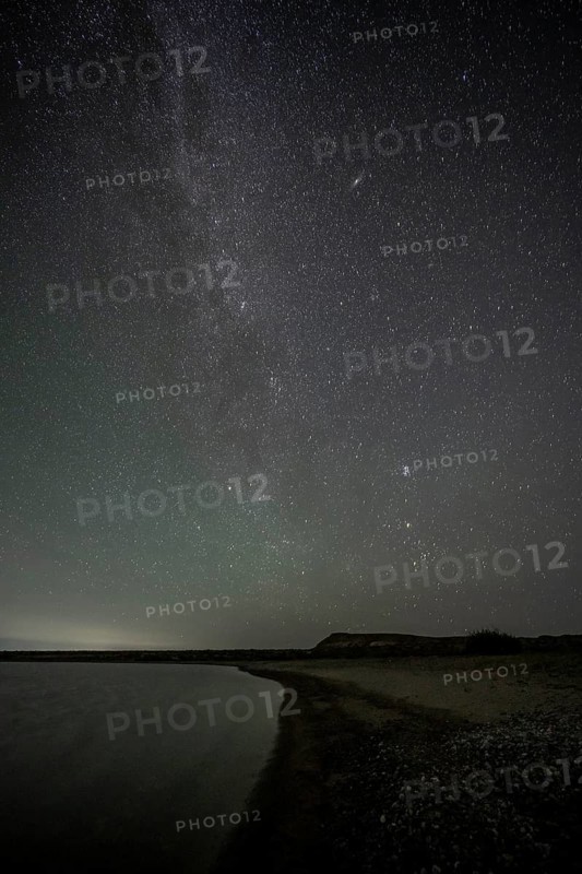 Night shot, Milky Way at Lake Issyk Kul, Kyrgyzstan, Asia