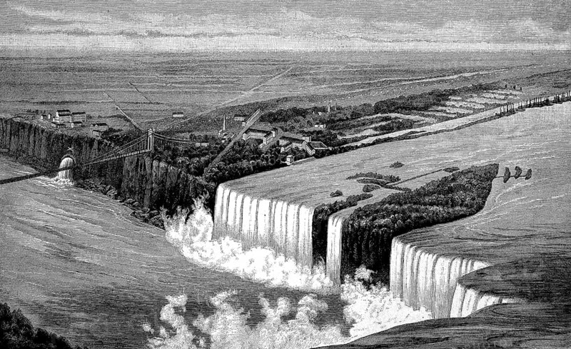 Niagara Falls in Canada in 1870, Historical, digital reproduction of an original from the 19th century