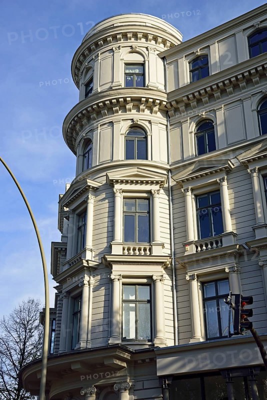 Europe, Germany, Hamburg, Rotherbaum, architecture, facade residential building, Gründerjahre, corner tower, Europe