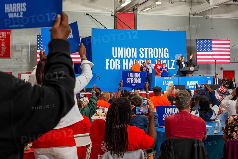 Detroit, Michigan, USA, 2 September 2024, Presidential candidate Kamala Harris campaigns at a Labor Day rally, North America