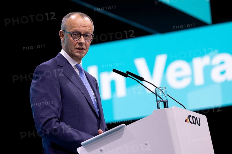 Berlin, Germany, 6 May 2024: Friedrich Merz, Chairman of the Christian Democratic Union of Germany (CDU), speaks during the CDU Germany 2024 party conference, Europe