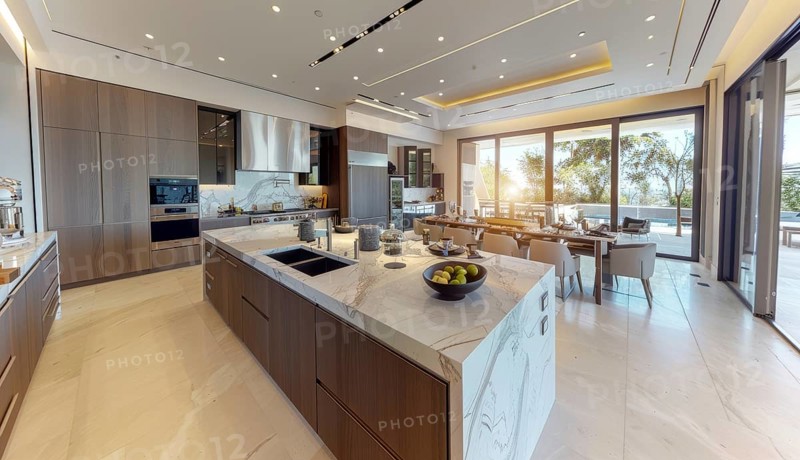 Modern kitchen with a stainless steel refrigerator and oven. Home renovation and upgrades, AI generated
