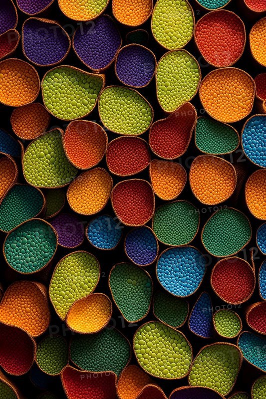 Nano material inspired by gecko feet with intricate patterns and vibrant colors representing adhesive properties, AI generated